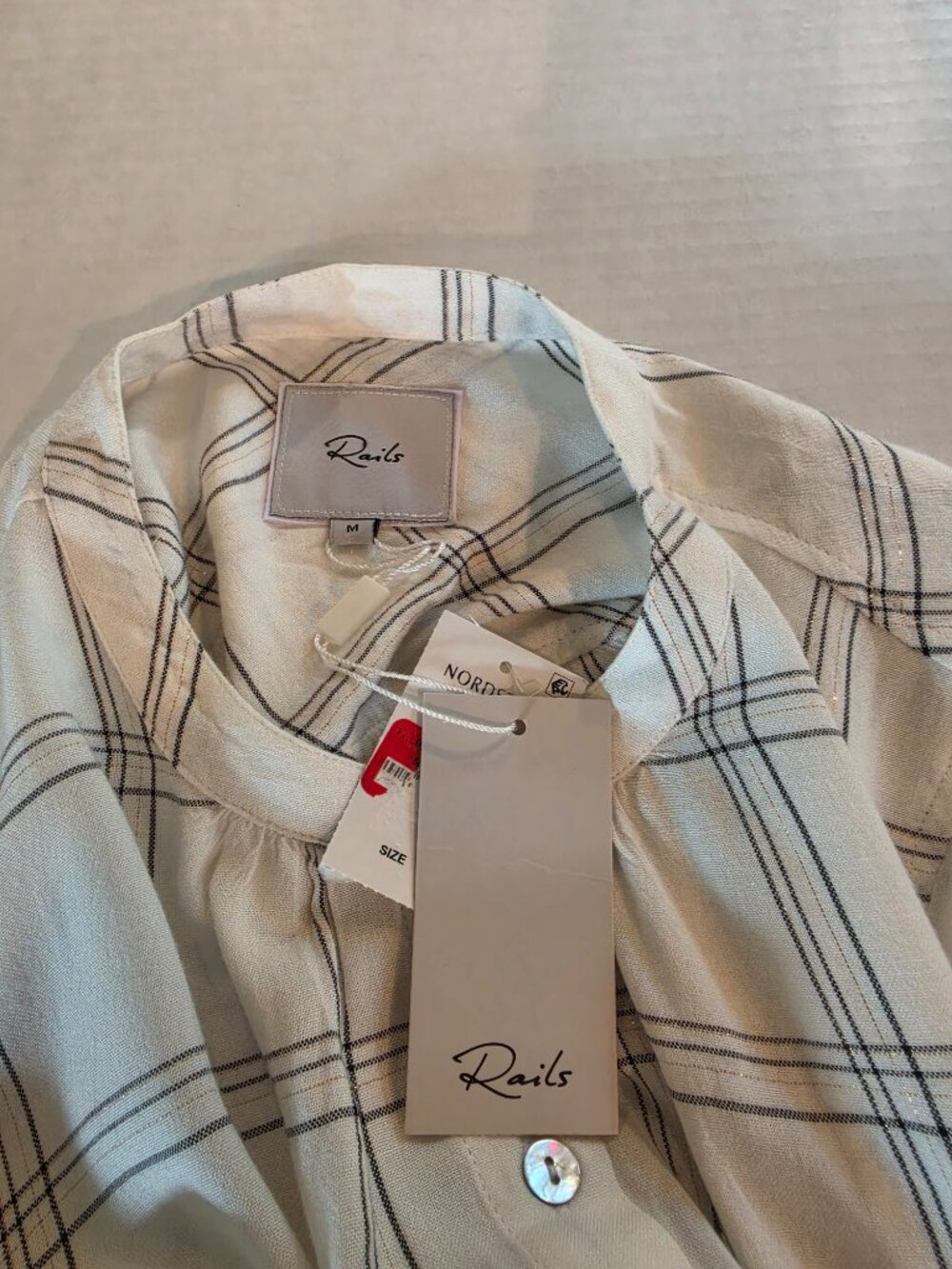 Rails Eloise Snow Onyx Gold Button Front Long Sleeve Shirt Size Med - Picture 14 of 15